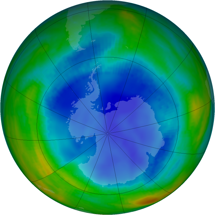 Antarctic ozone map for 04 August 2000